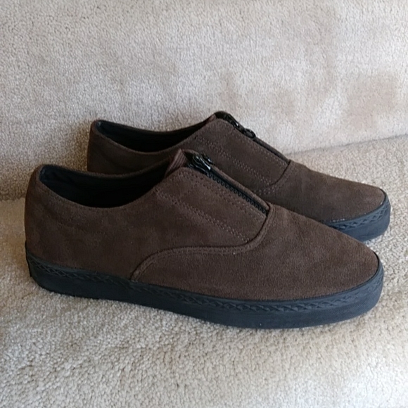 AEROSOLES Shoes - Aerosoles Suede Leather Zip Up Loafers 8B Chocolate Brown